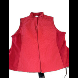 Columbia Vest Jacket Women’s XL Red Quilted Sleeveless Full Zip Mock Neck
